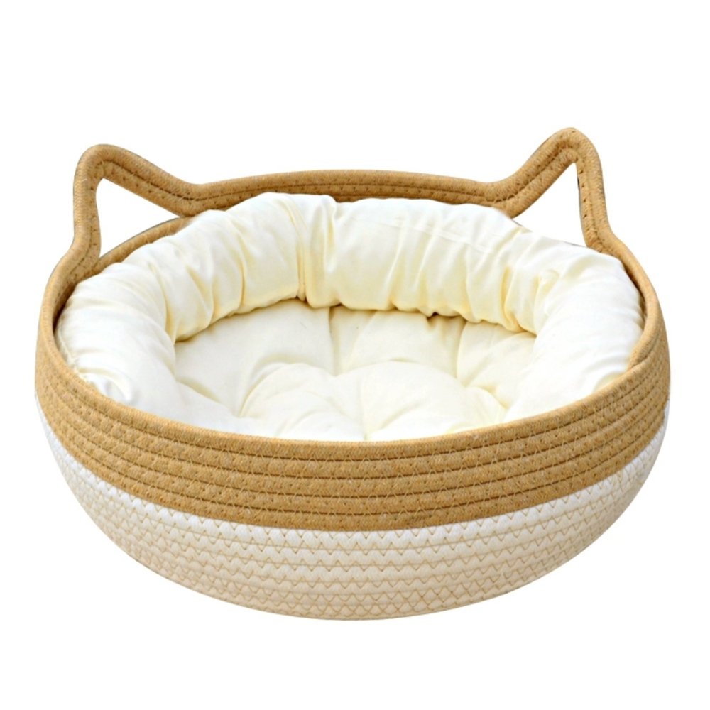 Handcrafted Woven Pet Bed With Pillow