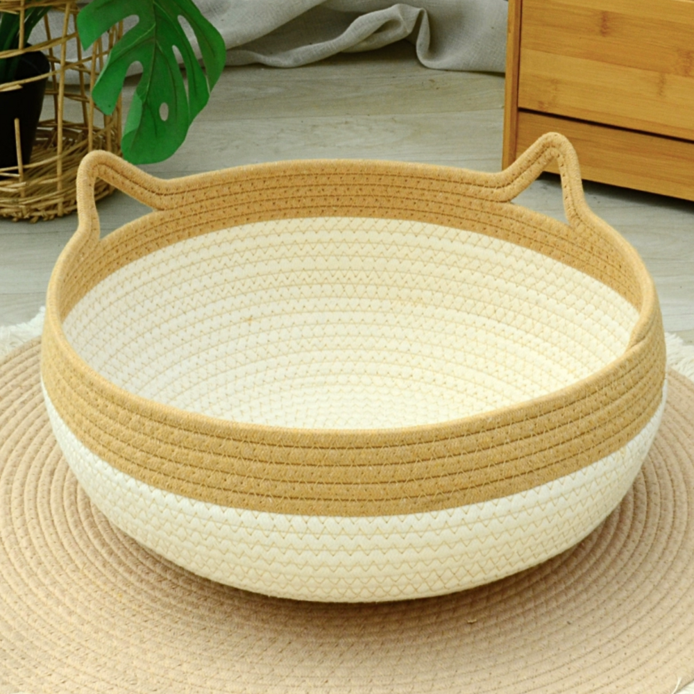 Handcrafted Woven Pet Bed With Pillow