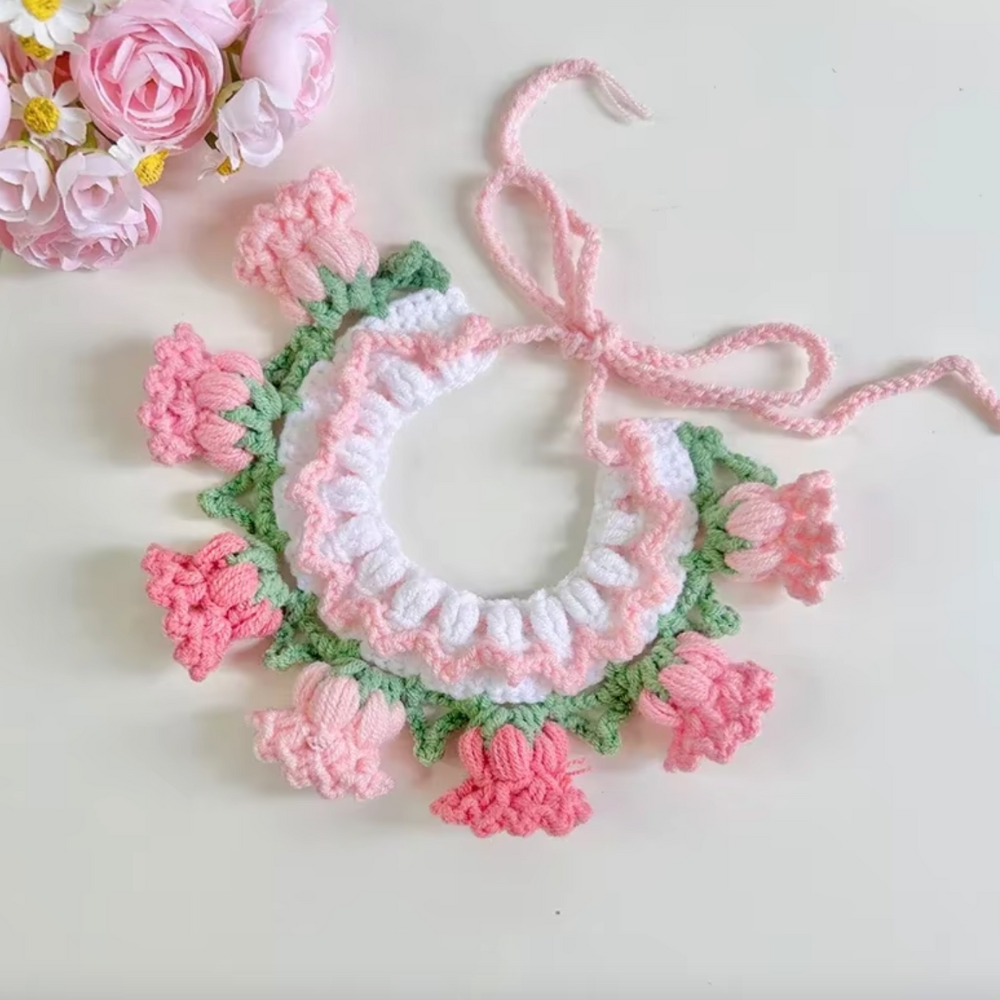 Spring Floral Knitted Necklace