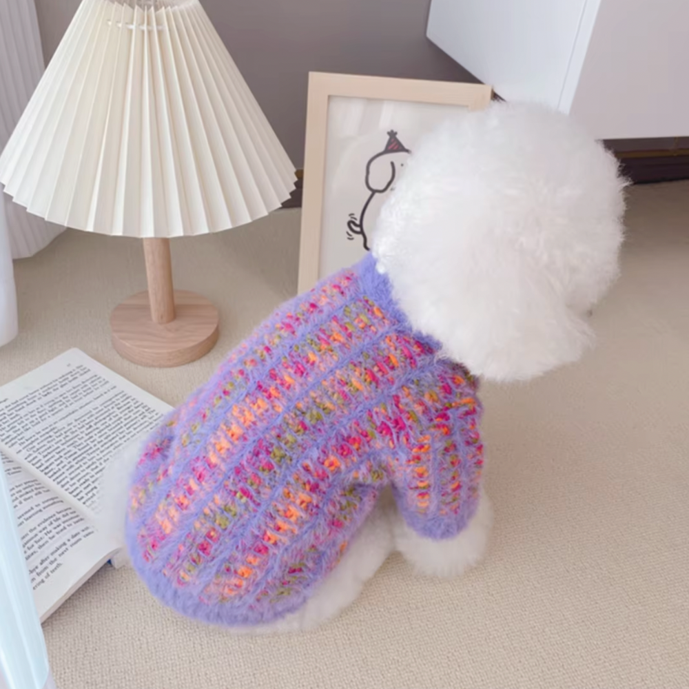 Rainbow Sweater With Heart Button