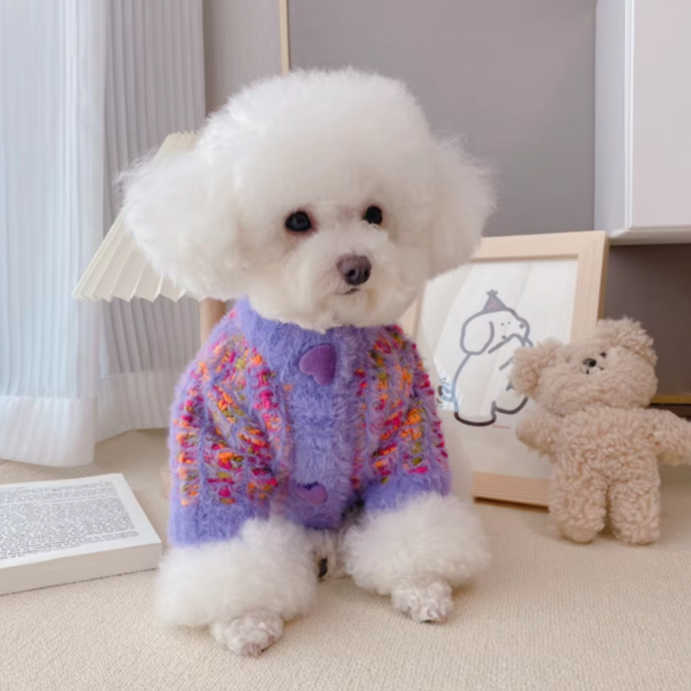 Rainbow Sweater With Heart Button